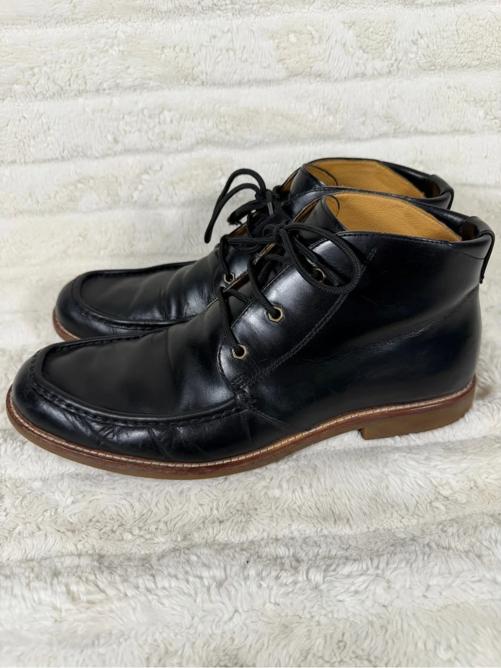 Mens Uggs Leighton Black Leather Chukka Boots Size 12 1001901